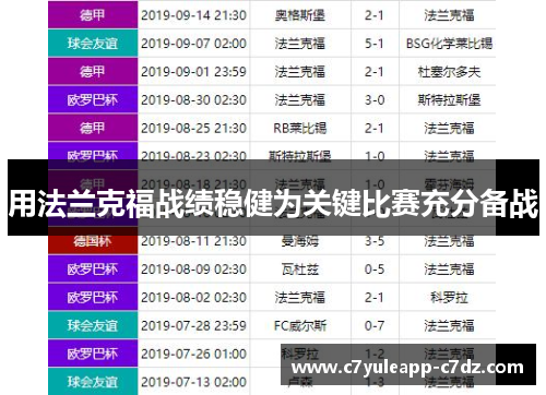 用法兰克福战绩稳健为关键比赛充分备战